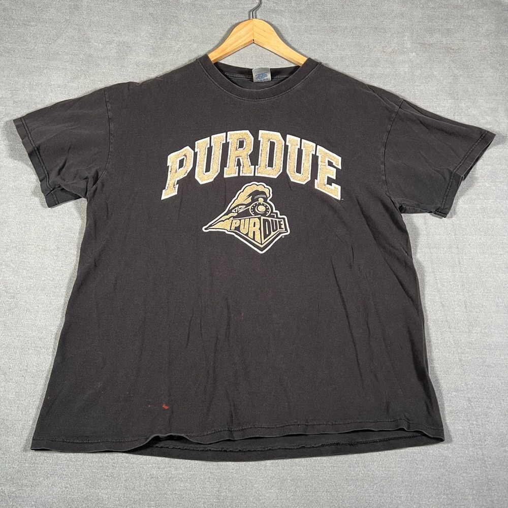 Soffe Purdue Boilermakers Graphic Made in USA T-Shirt Mens XL Black Cotton